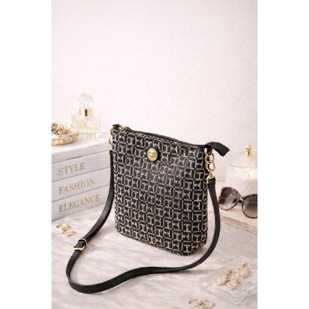Tommy Hilfiger Monogram Canvas Crossbody Bag: Classic Preppy Shoulder Purse